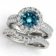 1.75 Carat Blue Diamond Classy Halo Anniversary Bridal Promise Ring 14K Gold