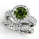 1.75 Carat Green Diamond Classy Halo Anniversary Bridal Promise Ring 14K Gold