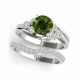 Green Diamond Classic Styled Cluster Engagement Ring Band 14K Gold