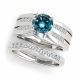 Blue Diamond Solitaire Multi-Row Marriage Ring Band 14K Gold