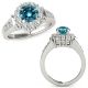 Blue Real Diamond Fancy Basket Halo Engagement Bridal Ring Band 14K Gold
