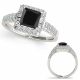 1.75 Carat Black Princess Diamond Classically Halo Wedding Ring 14K Gold