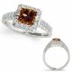 1.75 Carat Champagne Princess Diamond Classically Halo Wedding Ring 14K Gold