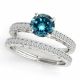 Blue Diamond Antique Solitaire Anniversary Ring Band 14K Gold