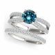 1.25 Carat Blue Diamond Designer Solitaire Multirow Promise Ring Band 14K Gold