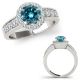 Blue Real Diamond Solitaire Halo Engagement Ring Band 14K Gold