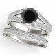1.25 Carat Black Real Diamond Channel Split Shank Solitaire Ring Band 14K Gold