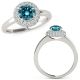 Blue Diamond Designer Double Halo Promise Ring 14K Gold