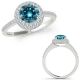 Blue Real Diamond Double Halo Fancy Eternity Wedding Ring Band 14K Gold