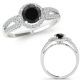 Black Real Diamond Fancy Halo Infinity Engagement Ring Band 14K Gold