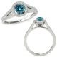 Blue Real Diamond Split Shank Half Halo Engagement Ring Band 14K Gold