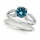 Blue Diamond Engagement Swirl Split Shank Ring Band 14K Gold