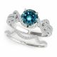 Blue Diamond Bridal Classic styled Anniversary Ring Band 14K Gold