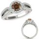 Champagne Real Diamond Fancy Designer Halo Wedding Ring Band 14K Gold