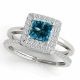 Blue Diamond Precious Princess Engagement Bridal Ring 14K Gold