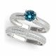 Blue Diamond Bridal Designer ArtCarved Multi Row Ring Band 14K Gold