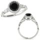 Black Real Diamond Classy Halo Wedding Promise Ring Band 14K Gold