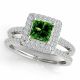 Green Diamond Princess Halo Beautiful Wedding Ring Band 14K Gold