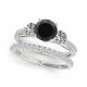 Black Diamond Fancy Round Set Engagement Bridal Ring 14K Gold