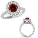 Red Real Diamond Designer Halo Half Promise Ring Band 14K Gold