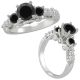 Black Diamond 3 Stone Eternity Engagement Wedding Ring 14K Gold