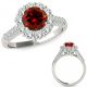 Red Real Diamond Lovely Flower Halo Anniversary Ring Band 14K Gold