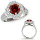 Red Real Diamond Beautiful Flower Halo Promise Wedding Ring Band 14K Gold