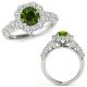 2.25 Carat Green Real Diamond Fancy Flower Halo Engagement Band Ring 14k Gold