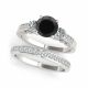 Black Diamond Designer Three Stone Wedding Ring Band 14K Gold