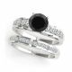 Black Diamond Precious cut claw set Engagement Ring Band 14K Gold