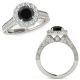 Black Real Diamond Fancy Filigree Halo Engagement Ring Band 14K Gold
