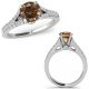 Champagne Real Diamond Bridal Split Shank Solitaire Ring Band 14K Gold