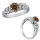 Champagne Real Diamond Engagement Wedding Bridal Fancy Ring 14K Gold