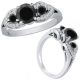 Black Diamond Three Stone Engagement Wedding Fancy Ring 14K Gold