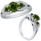 Green Diamond Three Stone Engagement Wedding Fancy Ring 14K Gold