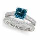 Blue Diamond Promise Lovely Classy Solitaire Ring Band 14K Gold