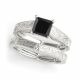 Black Diamond Lovely Fine Trellis Engagement Ring 14K Gold