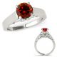 Red Real Diamond Solitaire Vintage Wedding Ring 14K Gold