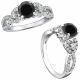 Black Real Diamond Fancy Infinity Engagement Wedding Ring 14K Gold