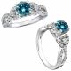 Blue Real Diamond Fancy Infinity Engagement Wedding Ring 14K Gold