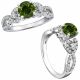 Green Real Diamond Fancy Infinity Engagement Wedding Ring 14K Gold