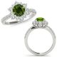 1.75 Carat Green Real Diamond Halo Flower Design Eternity Wedding Ring 14K Gold