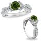 Green-SI3-I1 Diamond Classy Crossover Solitaire Wedding Bridal Ring 14K Gold
