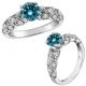 Blue Real Diamond Engagement Filigree Designer Ring Band 14K Gold
