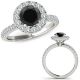 Black Real Diamond Classy Round Halo Engagement Ring Band 14K Gold