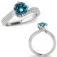 Blue Real Diamond Bridal Designer By Pass Solitaire Ring 14K Gold