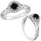 Black Real Diamond Fancy Halo Promise Wedding Bridal Ring 14K Gold
