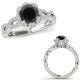 1.5 Carat Black Real Diamond Fancy Halo Infinity Engagement Bridal Ring 14K Gold