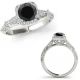 Black Real Diamond Fancy Square Halo Engagement Bridal Ring 14K Gold