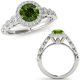 Green Diamond Infinity Filigree Designer Halo Wedding Ring Band 14K Gold